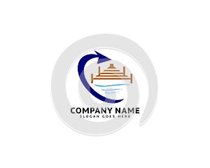 Beach Pier Dock Logo Design Vector photo