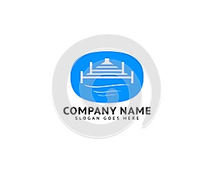 Beach Pier Dock Logo Design Vector photo