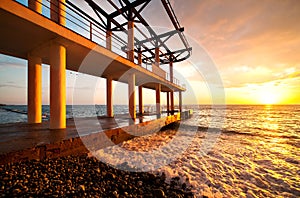 Beach Pier Sunset, seascape