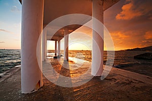 Beach Pier Sunset, seascape