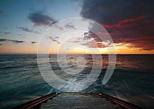 Beach Pier Sunset, seascape