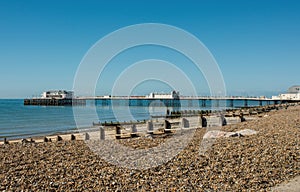 Beach and pier at Worthing, Sussex, England