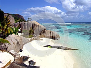 Beach and a place for diving in Seychelles