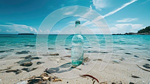 beach plastic bottle in water
