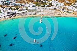 The beach of Platis Gialos at the island of Mykonos, Greece