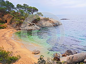 Beach of Platja d Aro, Costa Brava, Spain