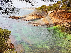 Beach of Platja d Aro, Costa Brava, Spain