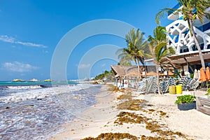 The beach at Playa del Carmen on the Mayan Riviera in Mexico