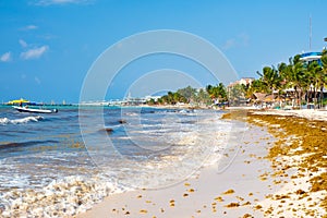 The beach at Playa del Carmen on the Mayan Riviera in Mexico