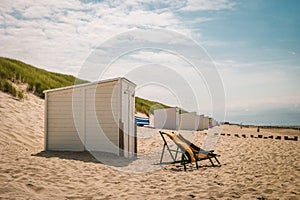 Beach poles on the beach of Domburg, Zeeland, the Netherlands Beach of Zeeland Netherlands