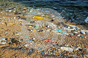 Beach polluted with plastic