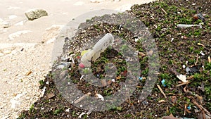 Beach pollution by plastic rubbish