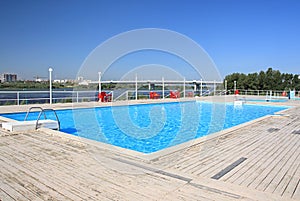 Beach with a pool