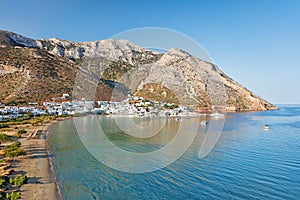 The beach and port Kamares of Sifnos, Greece