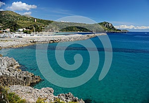 Beach and port of Marina di Camerota, Italy