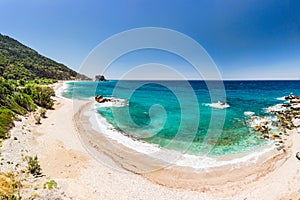The beach Potami in Samos, Greece