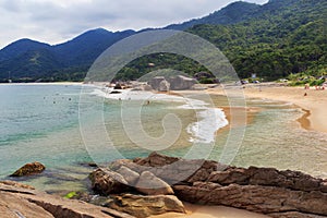 Beach Praia do Cepilho, mountains, Trindade, Paraty, Brazil