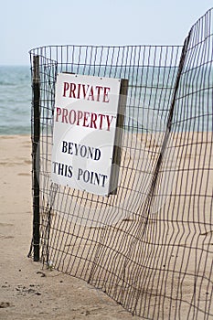 Beach Private Property Sign