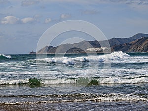 Beach at Pueblo Indalo in Mojacar Almeria Spain photo