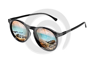 Beach reflection on sunglasses