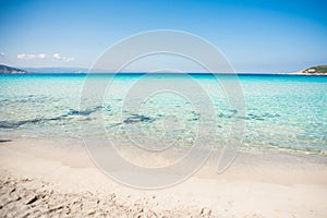 Beach of Rena di Ponente, Sardinia Island, Italy. Blue Sky