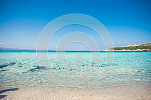 Beach of Rena di Ponente, Sardinia Island, Italy. Blue Sky