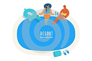 Beach resort activities, modern flat vector illustration