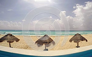 The beach in the resort of Cancun