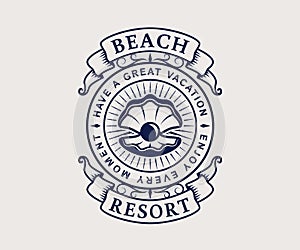 Beach resort logo with shell