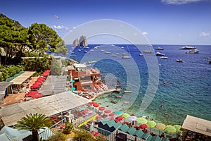 Beach resort at Marina Piccola on Capri island, Italy