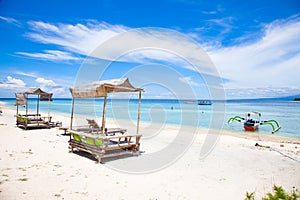 Beach rest pavilion in Gili island, Trawangan