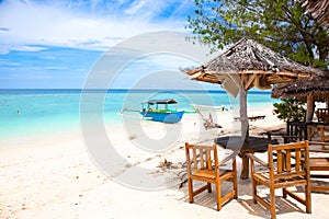 Beach rest pavillion in Gili islands photo