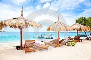 Beach rest pavillion in Gili islands, Meno photo