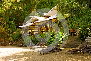 A beach restaurant in the caribbean