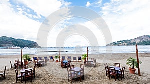 Beach Restaurant Chairs Table Water Resort Dinner Lunch Breakfast Ocean Beach Water Bay San Juan Del Sur Nicaragua