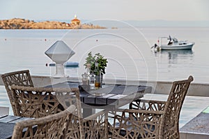 Beach restaurant table setting Croatia