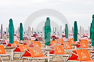 Beach in Rimini in cold day. Italy. photo