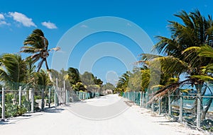 Beach road in Mahahual, Mexico