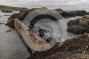 Beach and rocks in Ballintoy Harbour