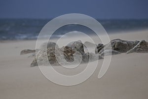 Beach rocks and sand