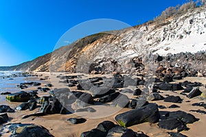 Beach Rocks Sand Hillside Contrasts