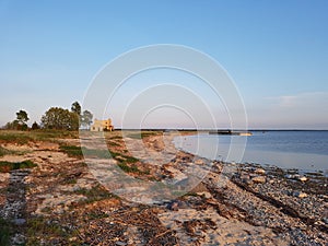 Beach, rocks, shore, forest, woods, sea