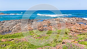 Beach Rocky Blue Ocean Horizon Landscape