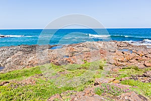 Beach Rocky Blue Ocean Horizon Waters