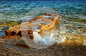 Beach with Rocky Breakwater