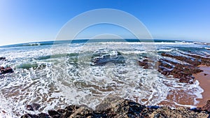 Beach Rocky Coastline Blue Ocean Horizon