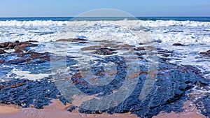 Beach Rocky Coastline Blue Ocean Horizon