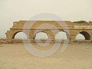 Beach Roman ruins, Caesarea, Israel, Middle East