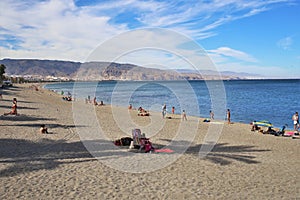 Beach of the Romanilla from Roquetas de Mar Almeria Andalusia Spain