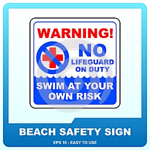 Beach safety sign to guide visitor